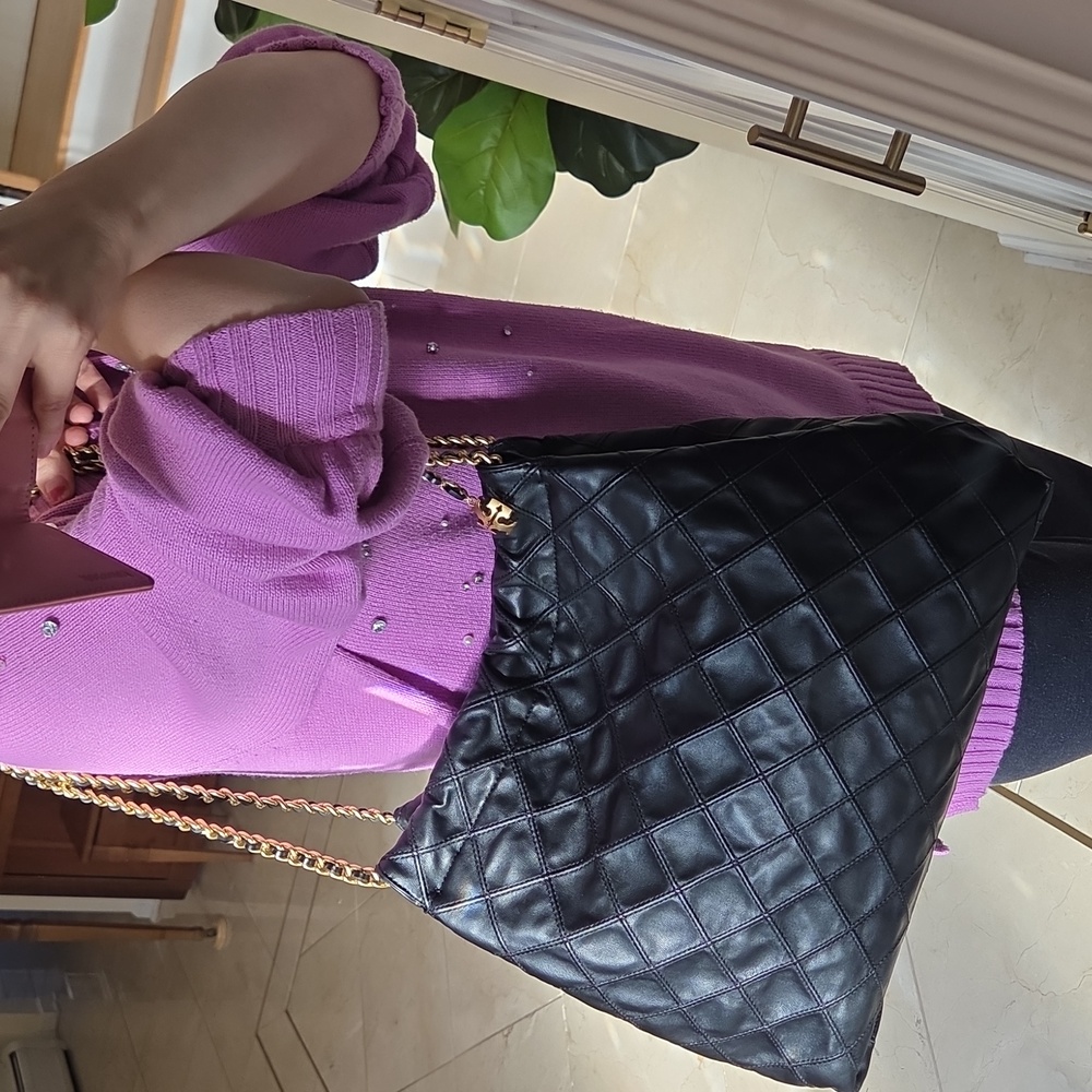 TORY BURCH FLEMING SOFT HOBO BAG Black Quilted - Picture 4 of 17